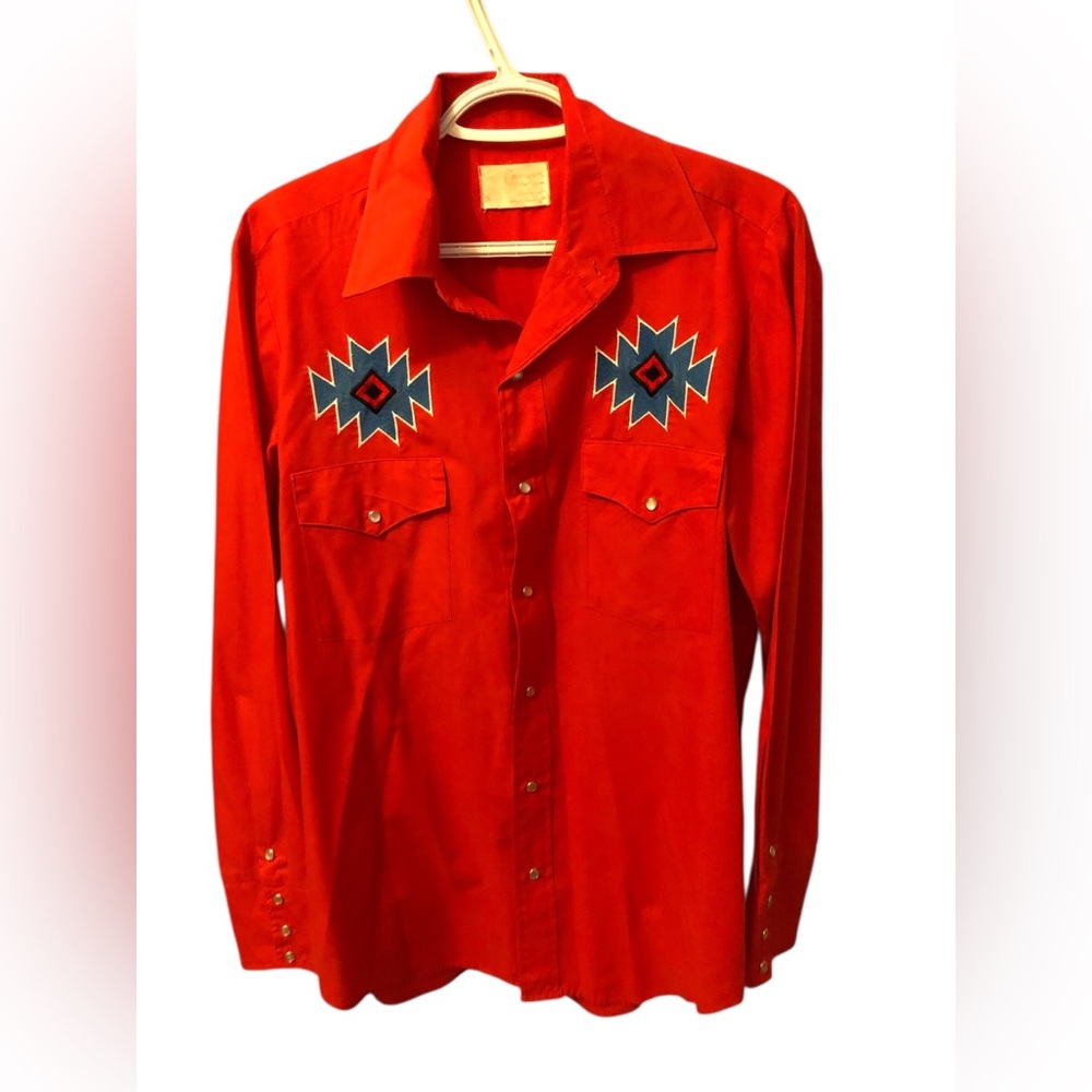 Vintage Caravan Western Apparel Pearl Snap Shirt Embroidered Accent Made Calgary